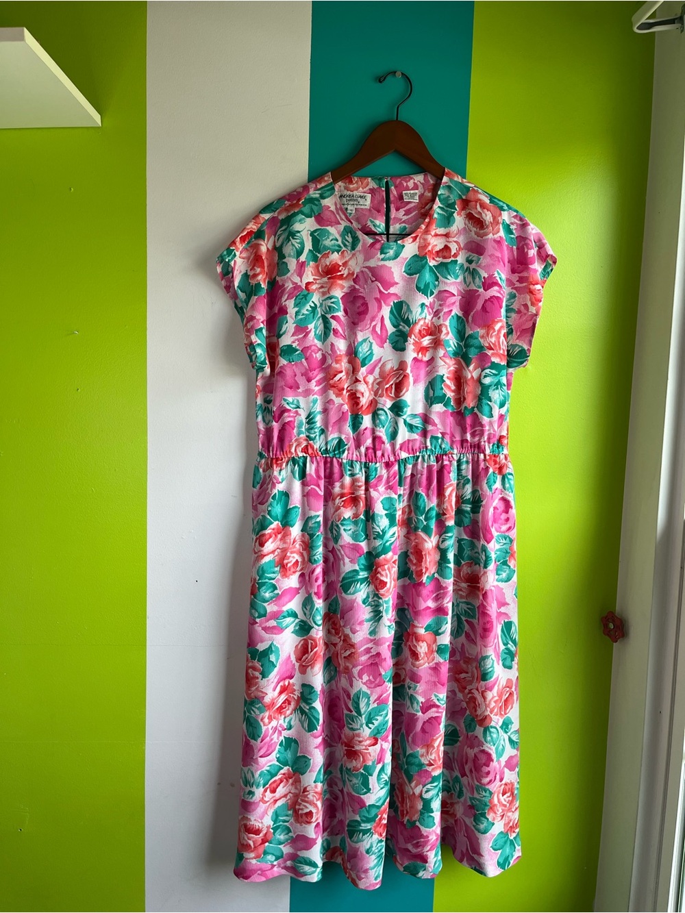 Vintage Andrea Gayle Floral Tea-Length Flowy Dress